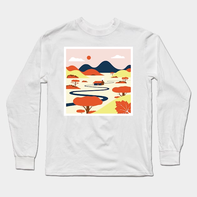 Farmhouse Long Sleeve T-Shirt by Nathan Watkins Design